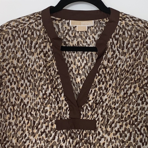 NWOT Michael Kors Cotton Leopard Print Tunic Top L - Picture 3 of 7